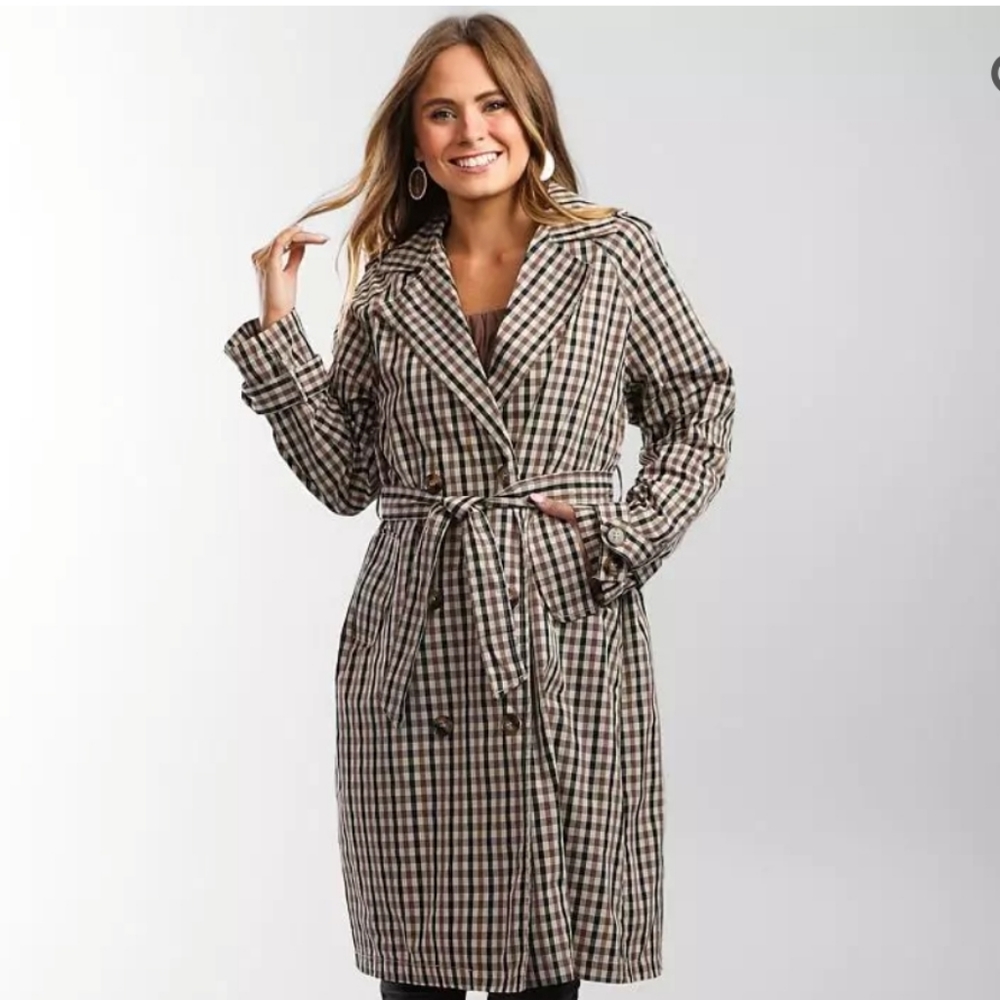 NWT Vigoss Plaid Trench Jacket Small